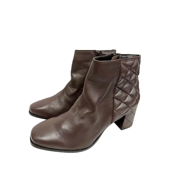 Seychelles Brown Leather Quilted Block Heel Ankle Boots Booties Size 9‎ - Image 3