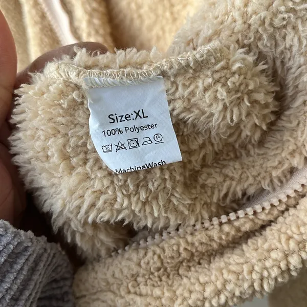 Gently worn teddy bear hoodie pajama onesie Tan Size XL - Image 5