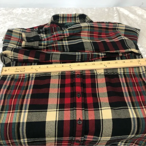 Lauren Ralph Lauren plaid button down shirt size M women’s top 100% wool - Image 7
