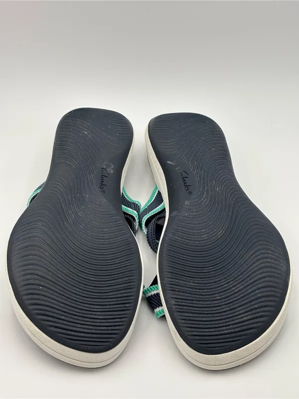 Cloudsteppers by Clarks Navy and Teal Crisscross Slide Sandals Size 9.5 - Image 7