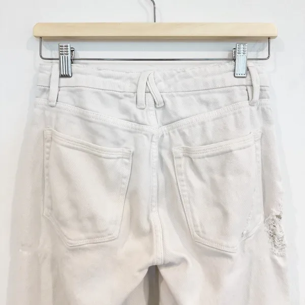 Good American Jeans Size 25‎ White High Rise Straight Leg Split Boy Summer Clean - Image 9