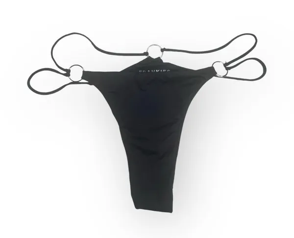 new Frankie’s Bikinis ↯ Kailyn Skimpy Ring Detail Bikini Bottoms ↯ Black ↯ Large - Image 6