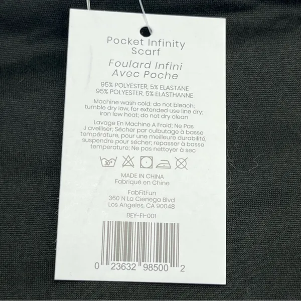Beyond Yoga Pocket Infinity Scarf Black Zipper Pocket Athletic‎ FabFitFun NEW - Image 6