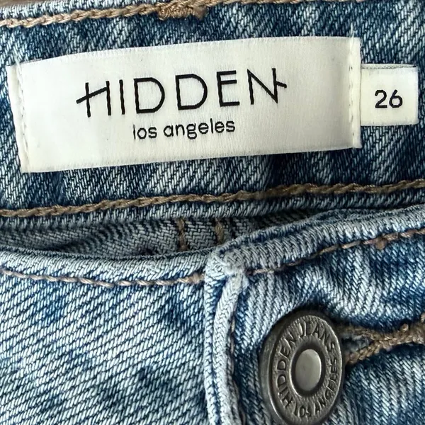 Hidden 100% Cotton Wide Leg Jeans Light Wash Distressed Denim Pants Size 26 - Image 3