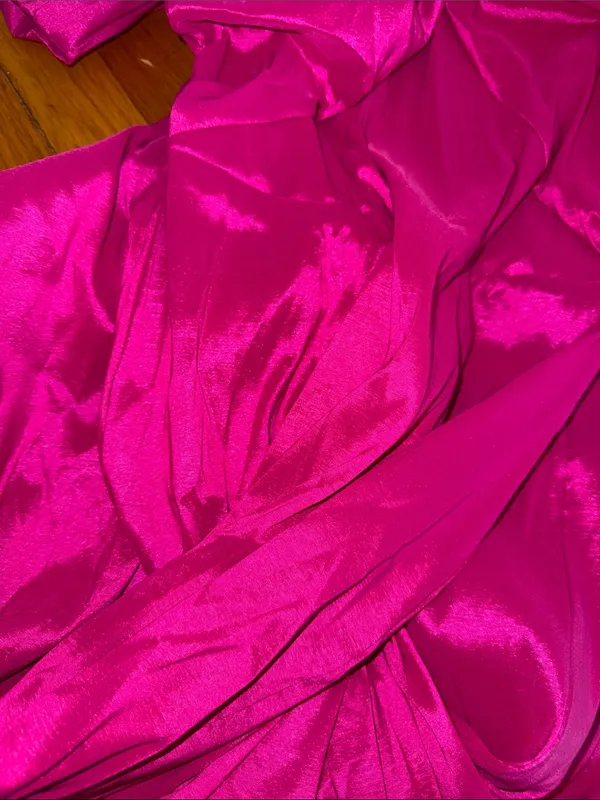 NWT Abercrombie & Fitch fuchsia off-Shoulder Puff Sleeve Midi Dress in Hot pink - Image 5