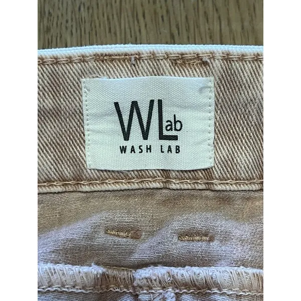 Wash Lab Denim Pink Mini Jean Skirt Size 32 Frayed Hem Party Sexy Casual Raw Hem - Image 3