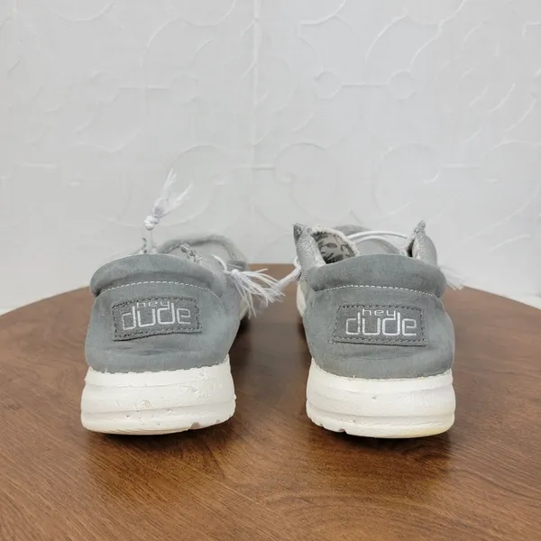 Hey Dude Womens Wally Shoes‎ 7 Sparkling Grey Lace Up Light-Weight Flat Loafers - Image 4