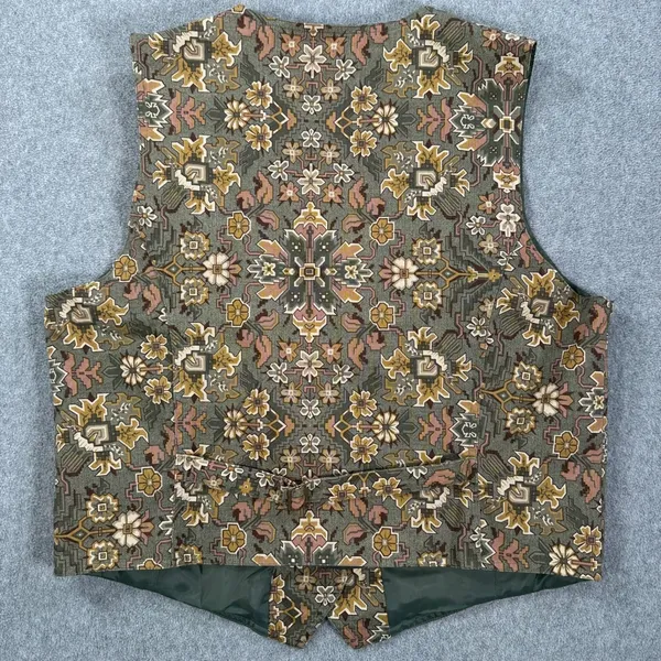 Charter Club Western Vest Button Up Women's 14 Green/Brown 2000s V-Neck Grunge - Image 8