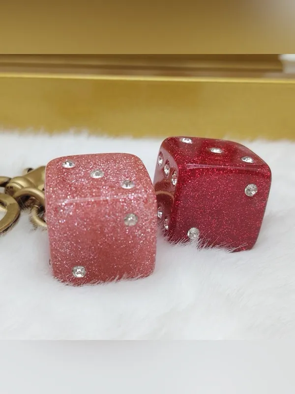 Coach Dice Bag Charm-Gold~Pink/Multi - Image 4