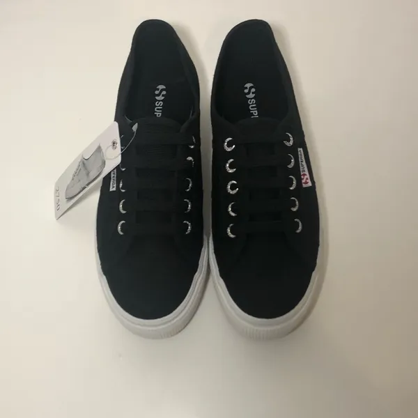 Superga 2790 Platform Low Top Black & White Sneakers - Image 11