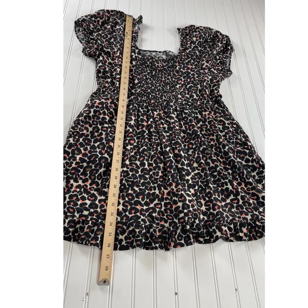 Who What Wear Animal Print Linen Blend Square Neck Puff Sleeve Mini Dress XL - Image 9