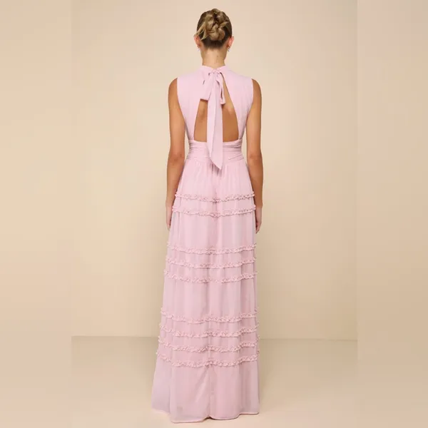 Lulus Enchantingly Sweet Blush Pink Chiffon Backless Maxi Dress SOLD OUT - Image 2