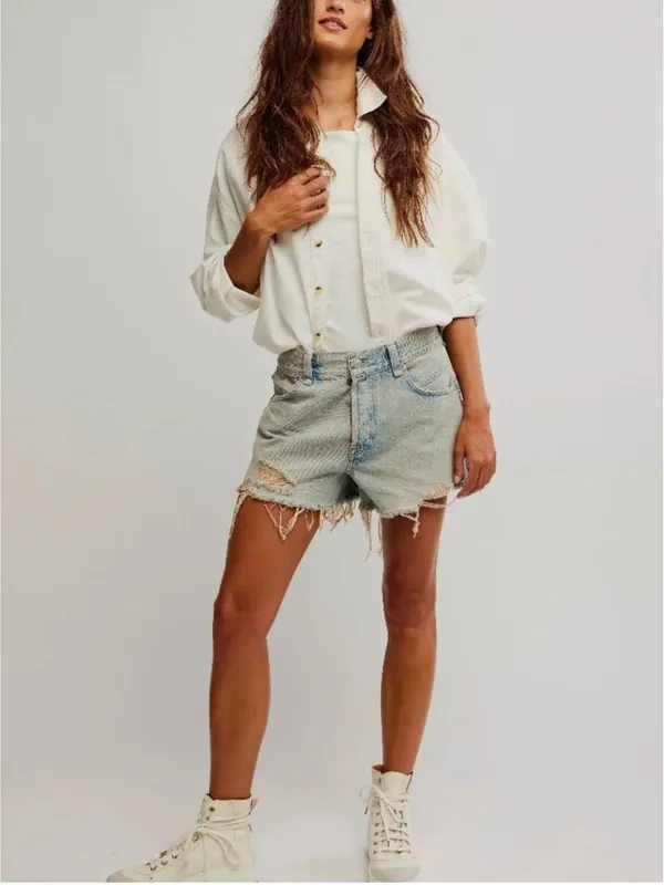 FREE PEOPLE NWOT We The Free Now Or Never Denim Shorts / Well Worn - Image 2
