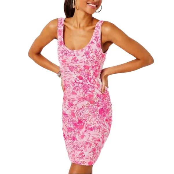 Lilly Pulitzer Newberri Tank Dress Peony Pink Seaside Scene Size Medium - Image 3