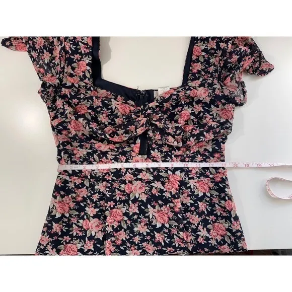 Altar'd State Floral Mini Dress Sweetheart Keyhole Cottagecore‎ Navy Pink Small - Image 8