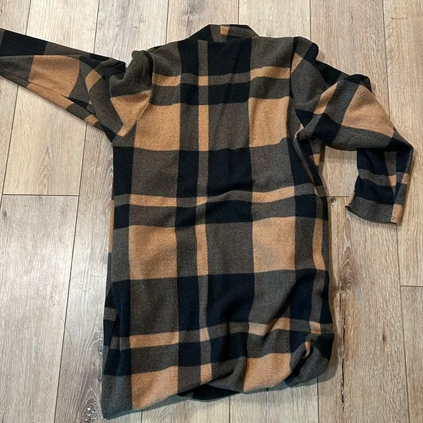 Super soft plaid long cardigan Brown Size M - Image 3