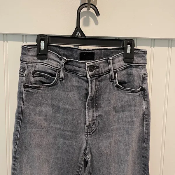 MOTHER The Zip Stunner Two Step Fray Jeans Womens 27 Grey Edgy Skinny High Rise - Image 4