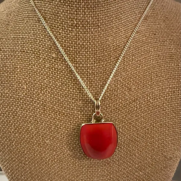 Chic Southwestern Jasper Sterling Silver Pendant w/ Sterling Plate Chain - Image 2