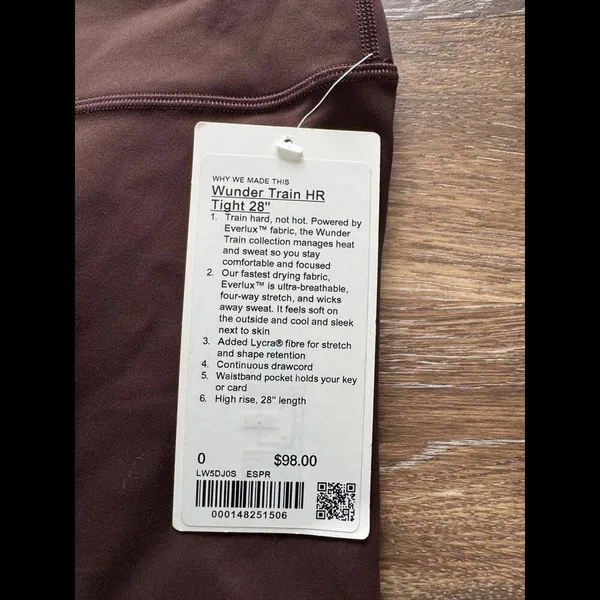 Lululemon Wunder Train High Rise 28” Espresso Size 0 NWT - Image 4