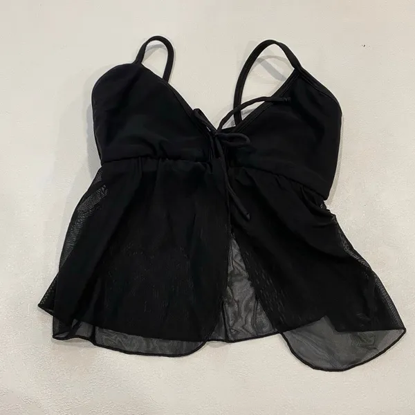 Tiger Friday Black Mesh Peplum Dance Top Adult Small Ballet Y2K - Image 3