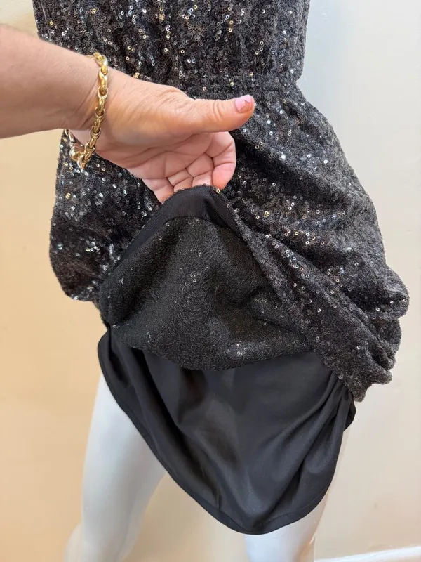 Broadway & Broome Lightbox Sparkle Black Sequin Embellished Party Mini Dress Siz - Image 10