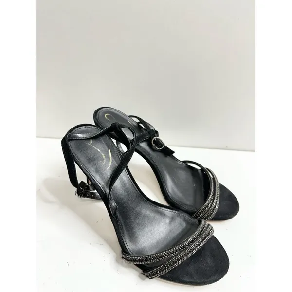 Sam Edelman Sandals Womens Size 6.5 Black Faux Leather‎ Open Toe Daisie Heels - Image 4