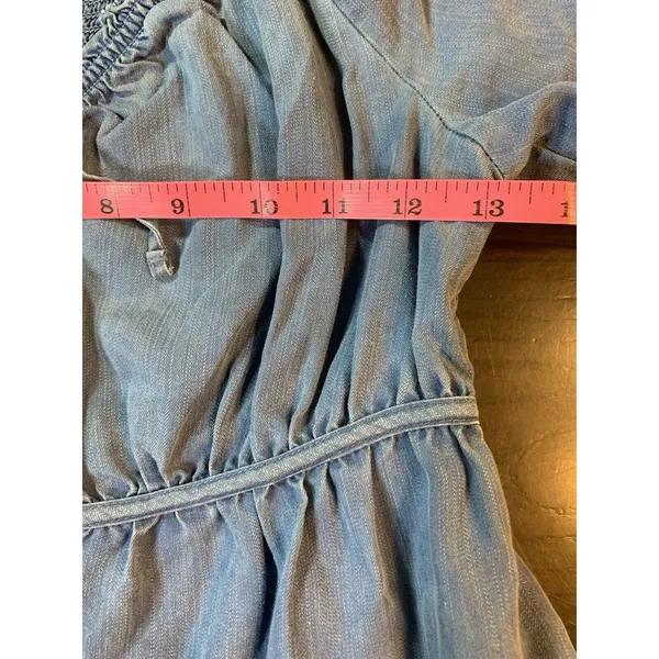 Old‎ Navy Smocked Peasant Dress Small Blue Tiered Swing Western Cottage Boho - Image 10