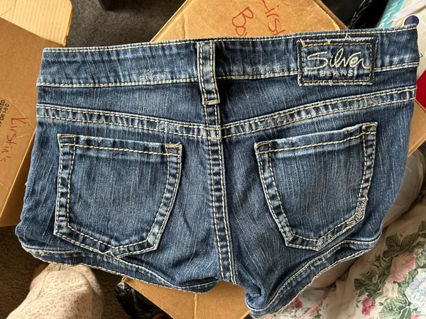 Silver Denim Jean Shorts  - Image 2