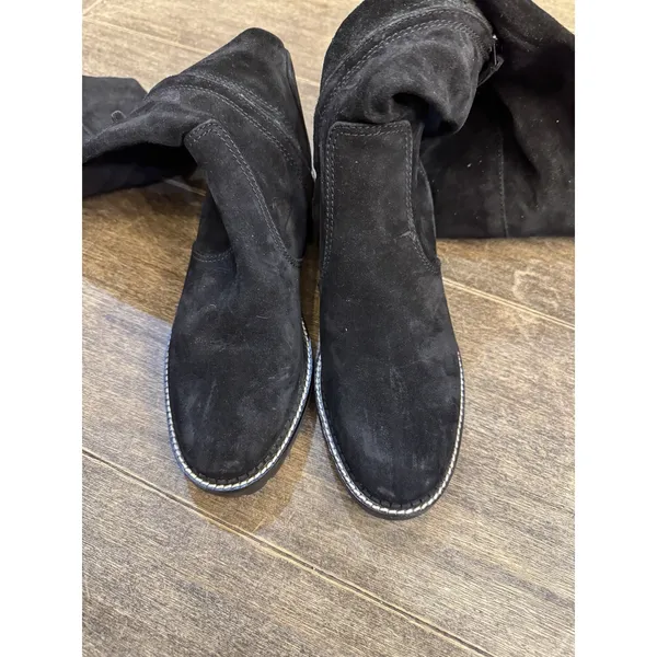 Tory Burch Black Suede Logo Miller Over the Knee Tall Logo Boot Shoes Size 7.5 - Image 8
