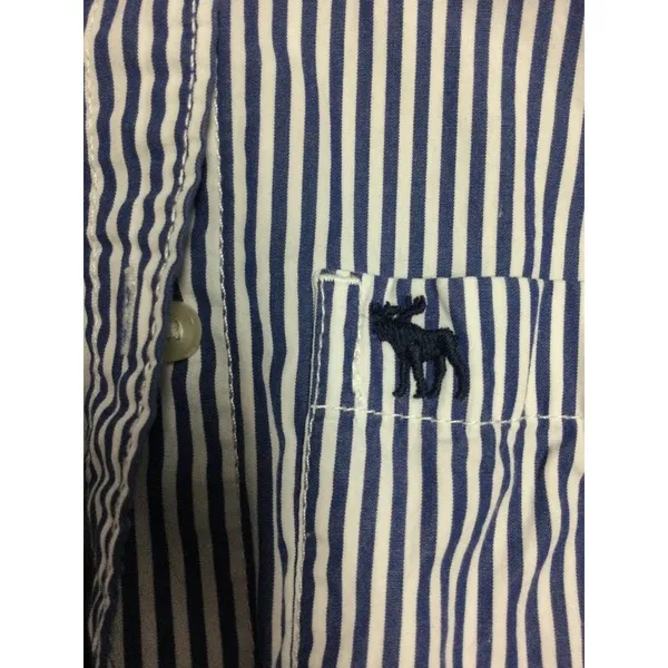 abercrombie Girls Long Sleeve Button Shirt Size S Blue White Cotton Striped - Image 3