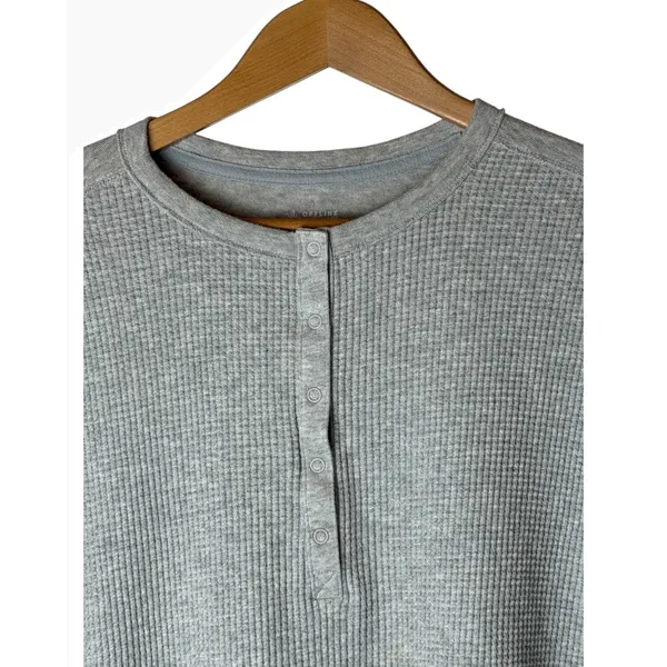 OFFLINE by Aerie Waffle Henley Shirt Women XS Gray Long Sleeve Athleisure - Image 4