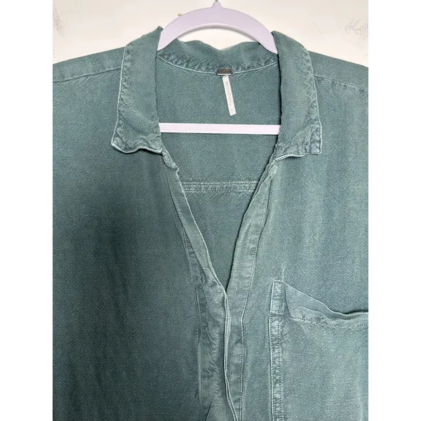 YFB Young Fabulous & Broke Green Linen Blend Frayed‎ Hem Short Sleeve Romper L - Image 6