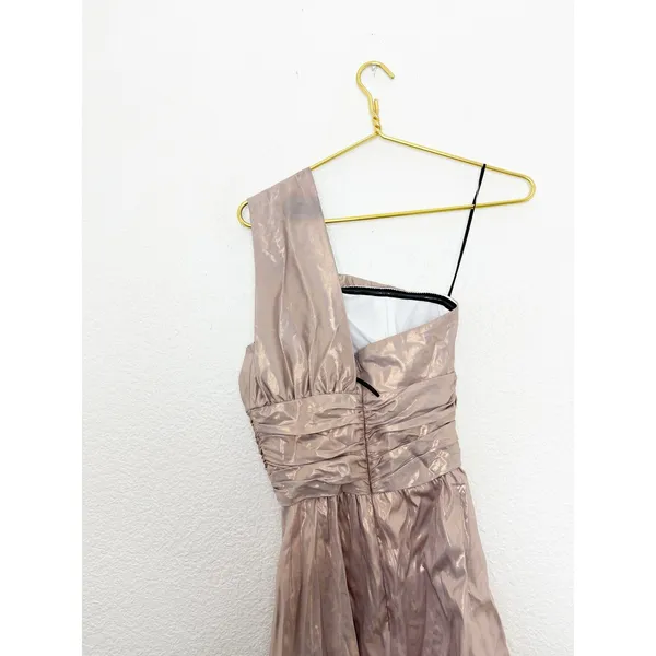 NWT TOPSHOP One Shoulder Cocktail Metallic Foil Mini Dress Gold Pink Size 2 - Image 13
