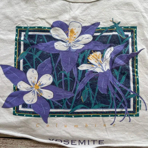 Vintage 90s Yosemite Columbine Cropped Top Womens Large Anvil‎ USA National Park - Image 2