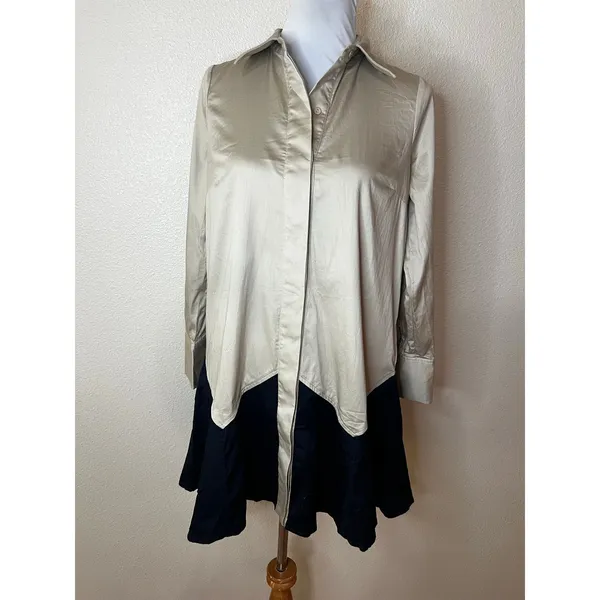 Tuckernuck Sand Roux button up structured colorblock mini dress WOMENS SMALL - Image 2