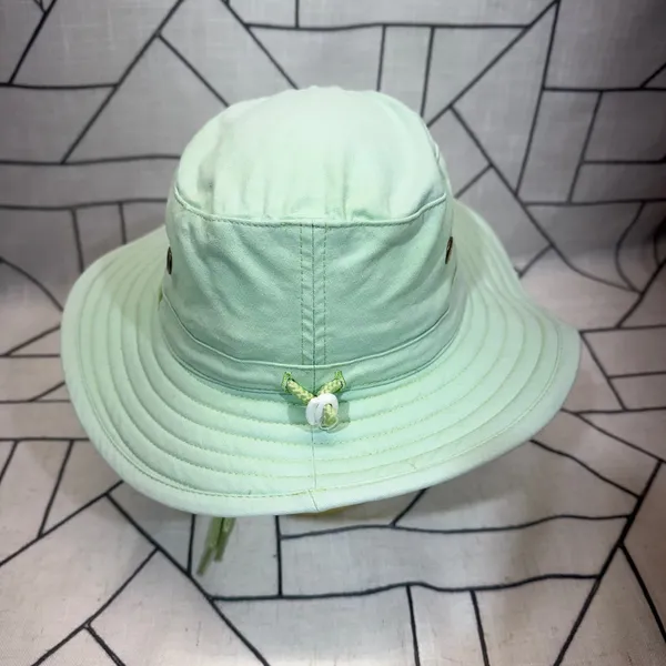 FADED Sloggers Sun Hat OS Mint‎ Green Cotton Wide Brim Chin Strap Gardening - Image 3