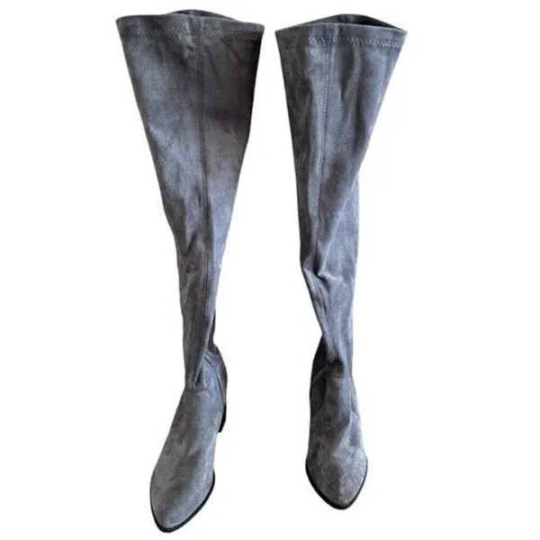 DOLCE VITA Tabbie Suede Over The Knee Gray Block Heel Boot Size 6 - Image 7