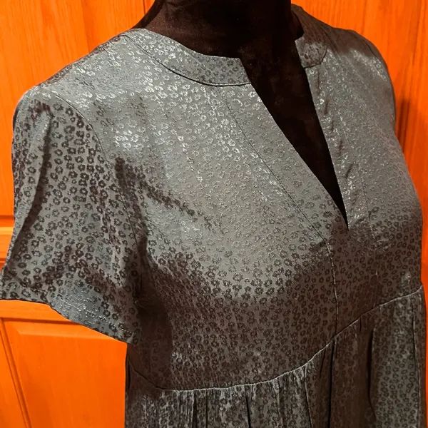 Anthropologie Maeve Tania Sacha Jacquard Tiered Tunic Dress‎ Dark Teal Green XS - Image 6
