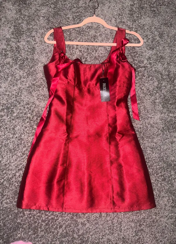 Current Mood Pixie Stardust Red Bow Mini Dress - Image 2