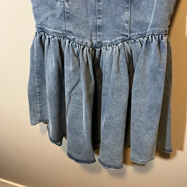 12th Tribe Denim Corset Mini Dress Blue Medium Wash XL NWT Country Western - Image 3