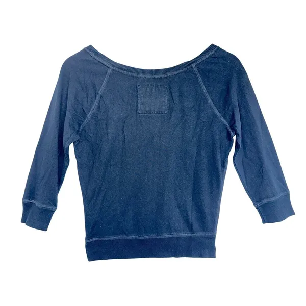 Abercrombie & Fitch Navy Blue Red Logo Crewneck Sweatshirt Vintage Womens Size S - Image 2