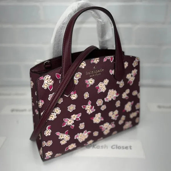 Kate Spade Deep Berry Floral Satchel - Image 2