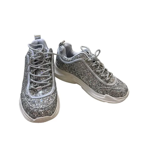 Wild Diva Lounge women’s silver sparkling shoe/ sneakers size 7.5 SKU 3544 - Image 2