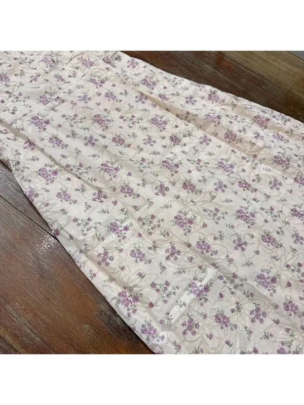 Lulus White Purple Green Floral Puff Sleeve Maxi Dress Small - Image 4