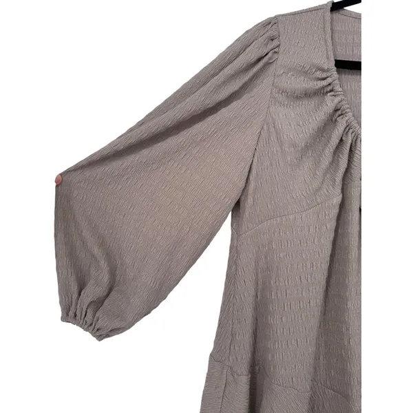 NWT Free People FP Beach Anderson‎ Mini Dress City Fog Taupe Long Sleeve Size XS - Image 11