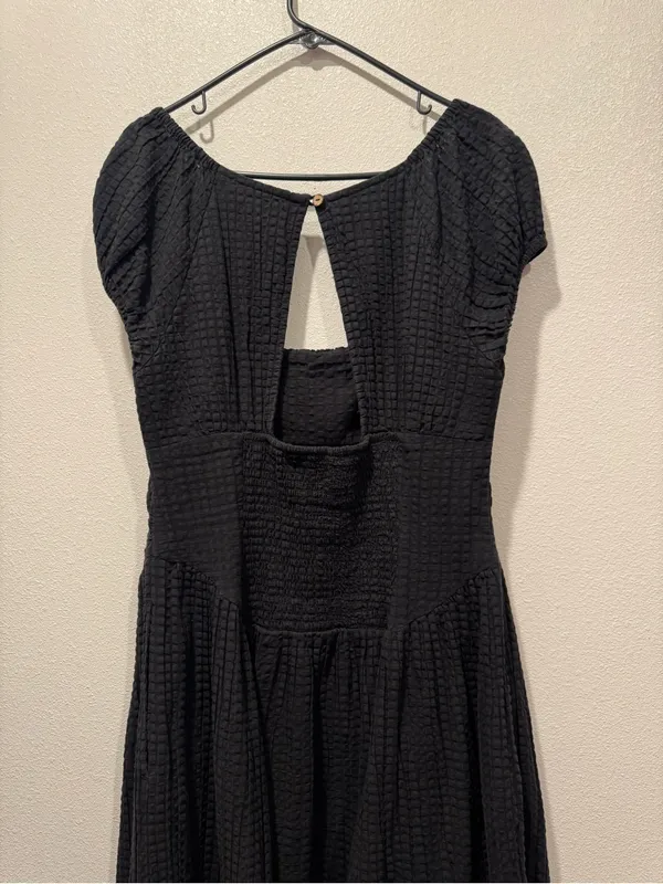 Free People Ciara Pucker Midi Dress Black M NWOT Pockets - Image 8