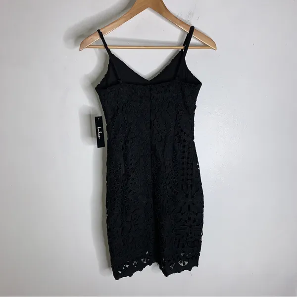 Lulus Black Lace Applique Spaghetti Strap Bodycon Dress Lulus Xs‎ CP0133 - Image 2