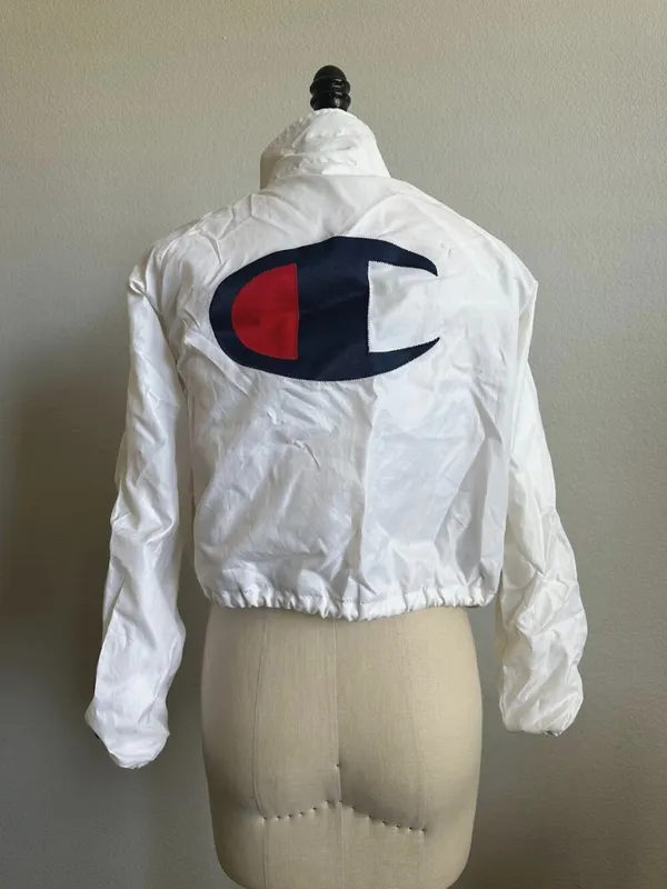 Champion Cropped Snap Button Jacket White Size S - Image 5