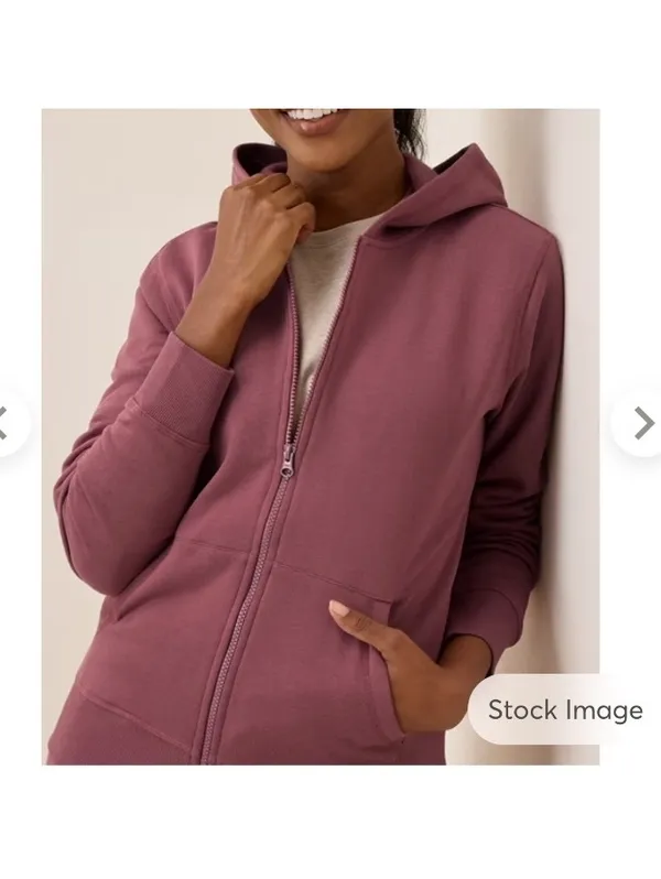 Pact Organic Cotton Fleece Full Zip Hoodie Sweatshirt Mauve Pink Women’s Small - Image 12