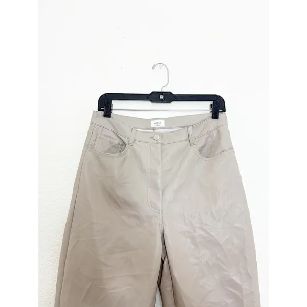 Aritzia Wilfred The Melina Taupe Vegan Leather Straight Leg Pants Size 8 - Image 5